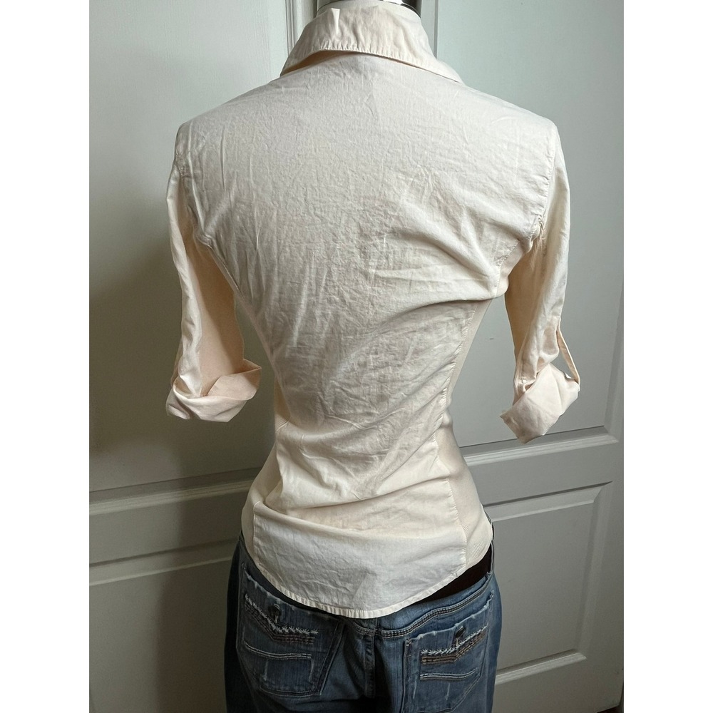 James Perse  Standard Size 1 Womens S Peach Cotton Roll Tab Button Down Shirt - Picture 4 of 7